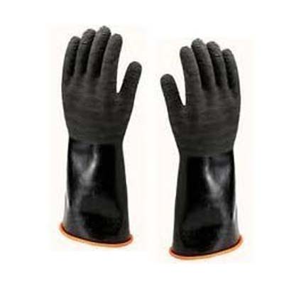 Latex PVC Lather Black Long Hand Gloves